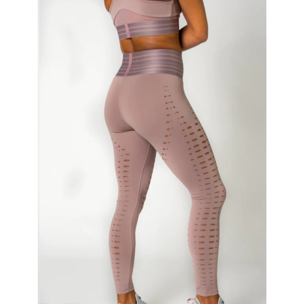 Beloforte Lennox Legging Small Dusty Rose Activewear Cutout Sexy Laser Cut NEW
